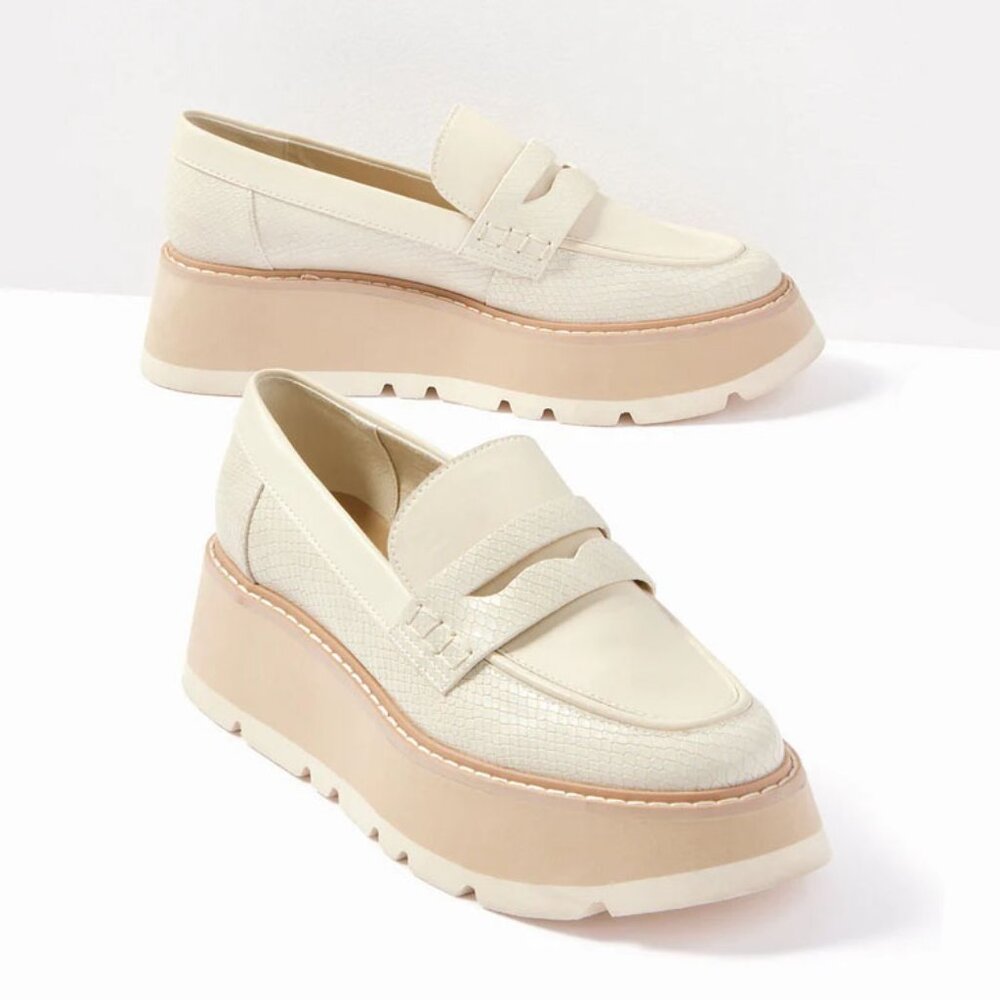 Dolce Vita Cream and Blush Platform Penny Loafers